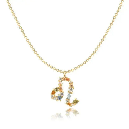 Rainbow Zodiac Necklace in Gold shop name