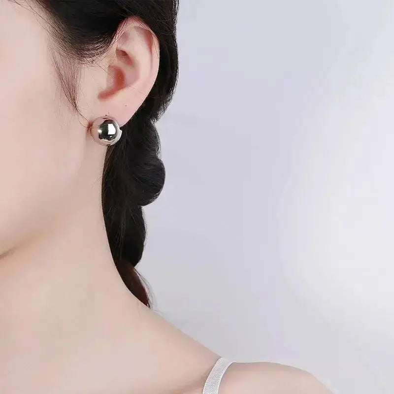 Round Big Ball Shiny Minimalist Hoop Earrings shop name