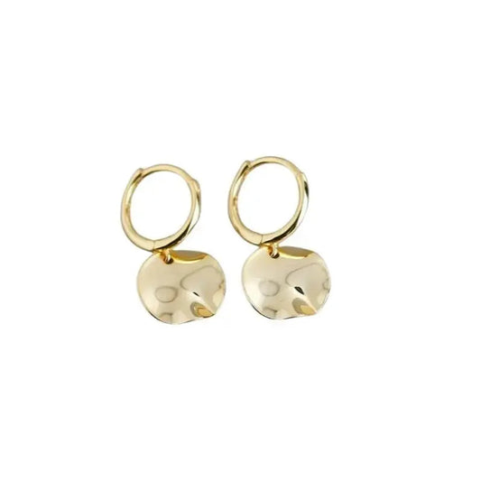 Round Wave Charm Hoop Earrings