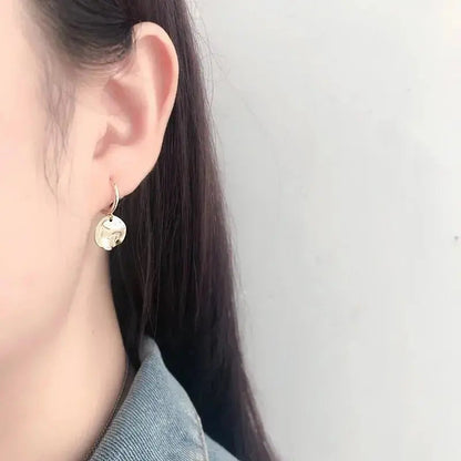 Round Wave Charm Hoop Earrings shop name