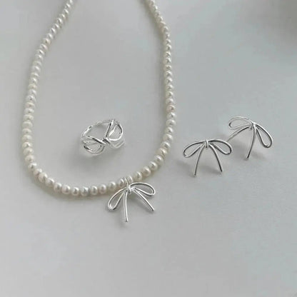 Set of Three - Pearls and Silver Bows shop name