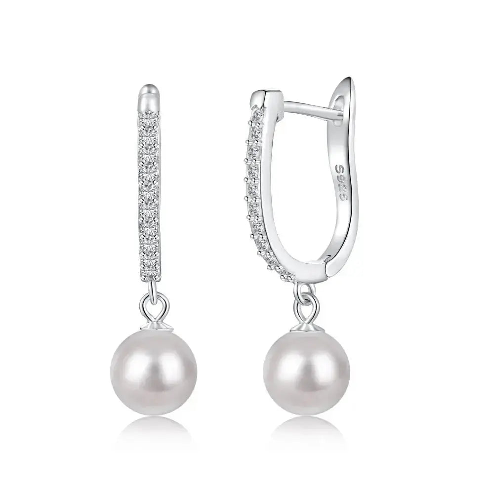 Silver Drop Pearl and Shiny Drop Earrings shop name