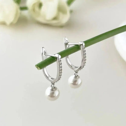 Silver Drop Pearl and Shiny Drop Earrings shop name