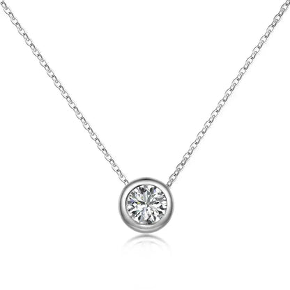 Silver Rhodium Plated Solitaire Pendant Necklace