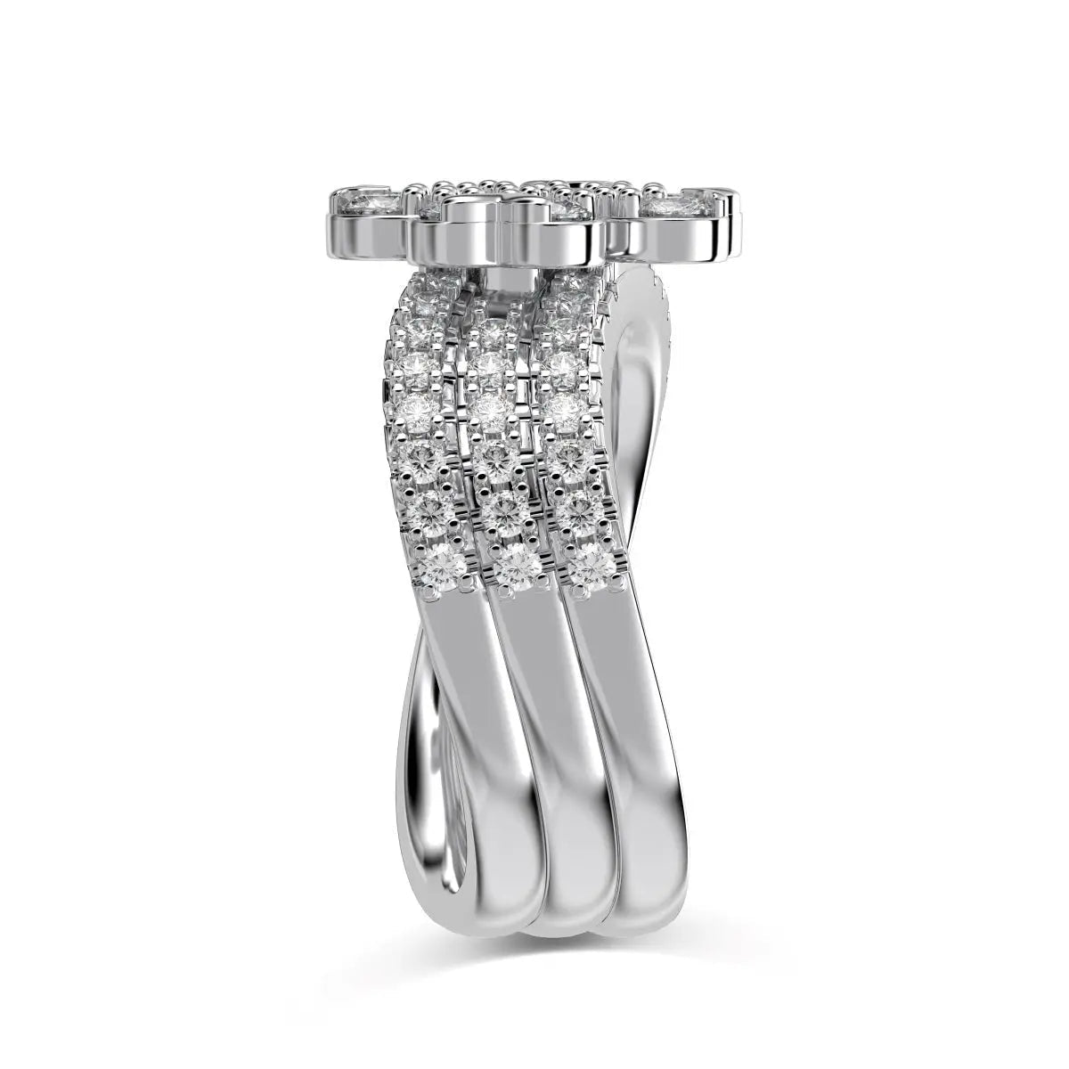 Silver Stackable Clover Ring 3 in 1