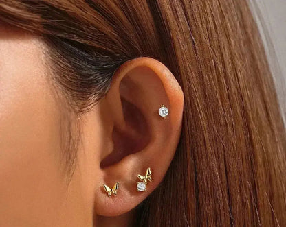 Small and dainty Stacking Stud Earrings - set