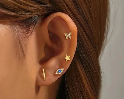 Small and dainty Stacking Stud Earrings - set