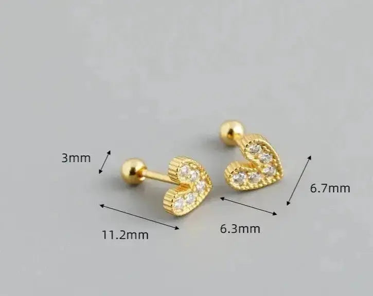 Small Heart Pave Studs