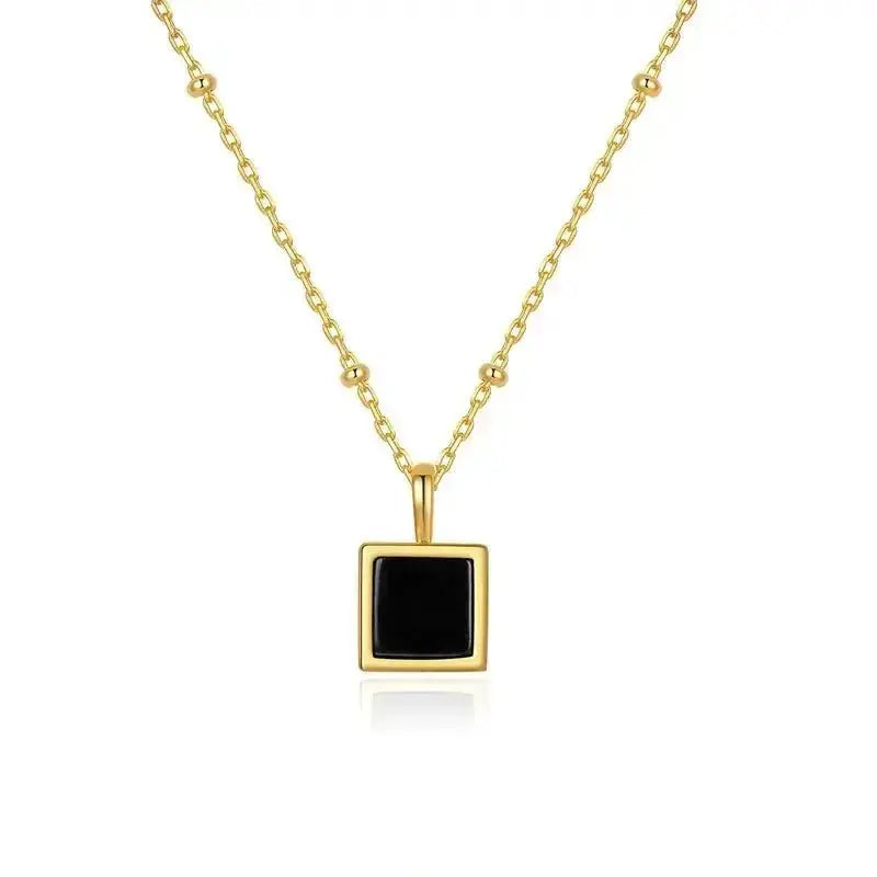 Square Agate Gold pendant necklaces for women