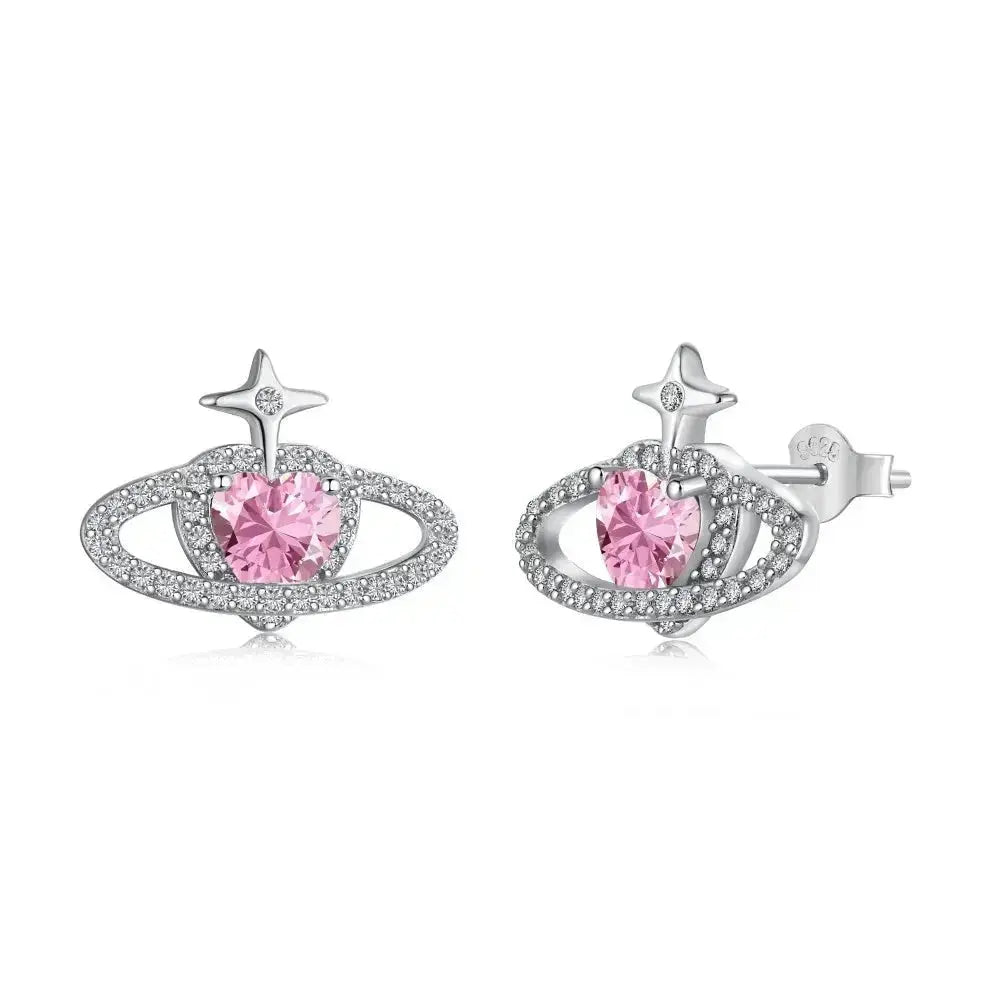 Star Heart Pink Silver Stud Earrings shop name