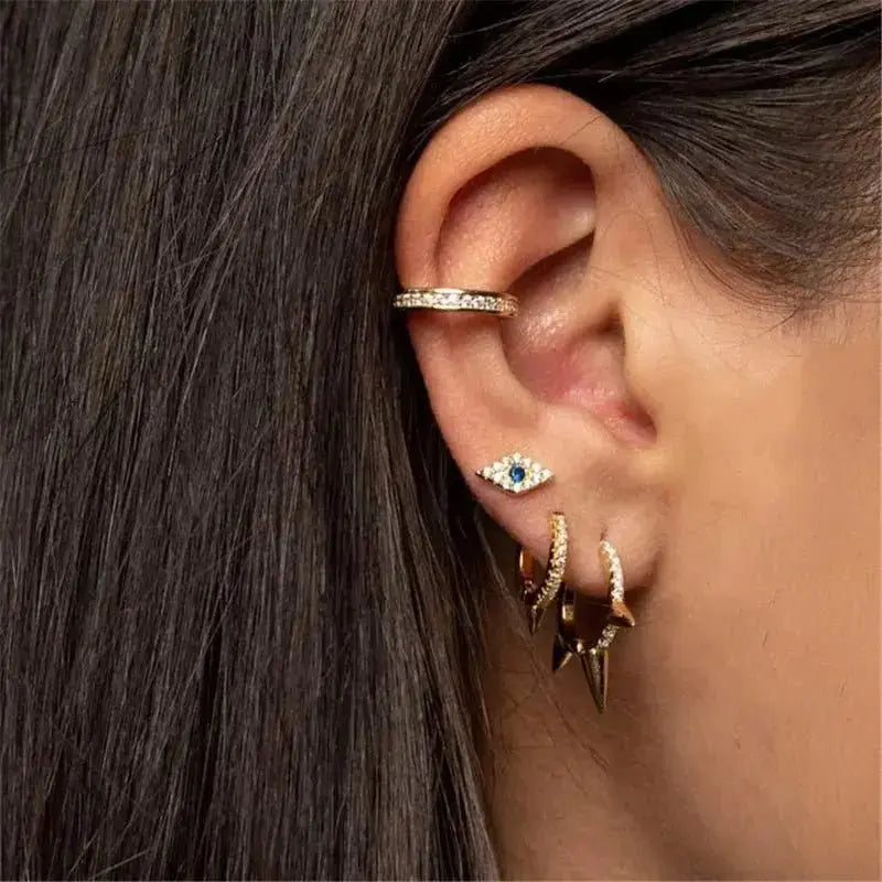 Sterling silver rivet punk hoop earrings