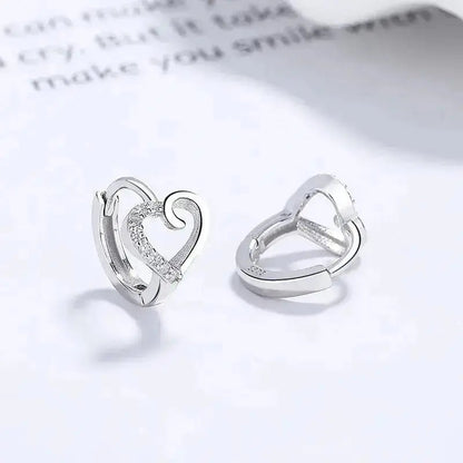 Sweet Hollow Heart Embellished Huggie Earrings