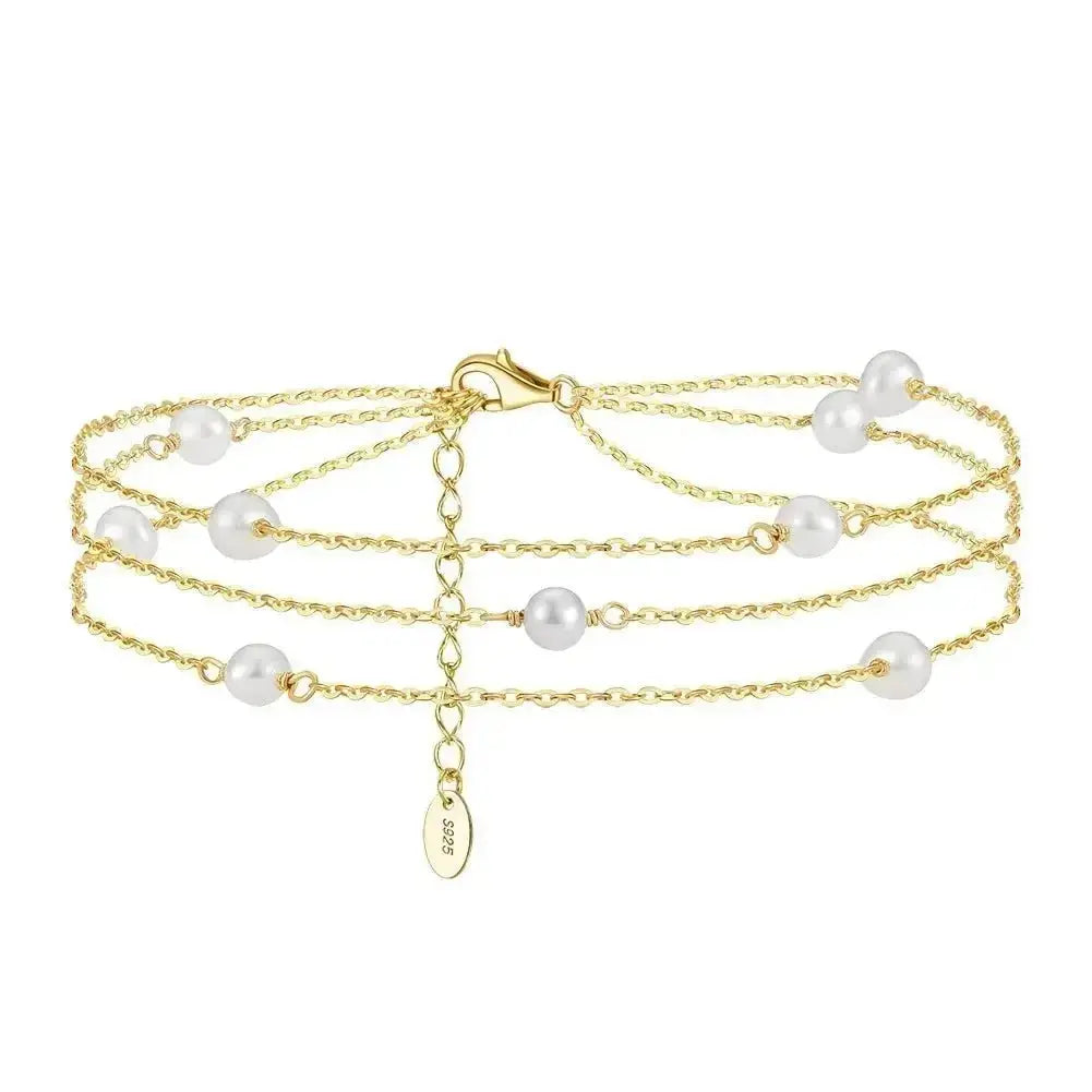 Three layer Pearl anklet shop name