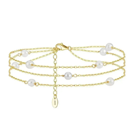 Three layer Pearl anklet