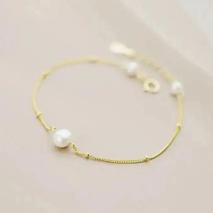 Three Pearl Vintage Vibe Gold Bracelet (small)