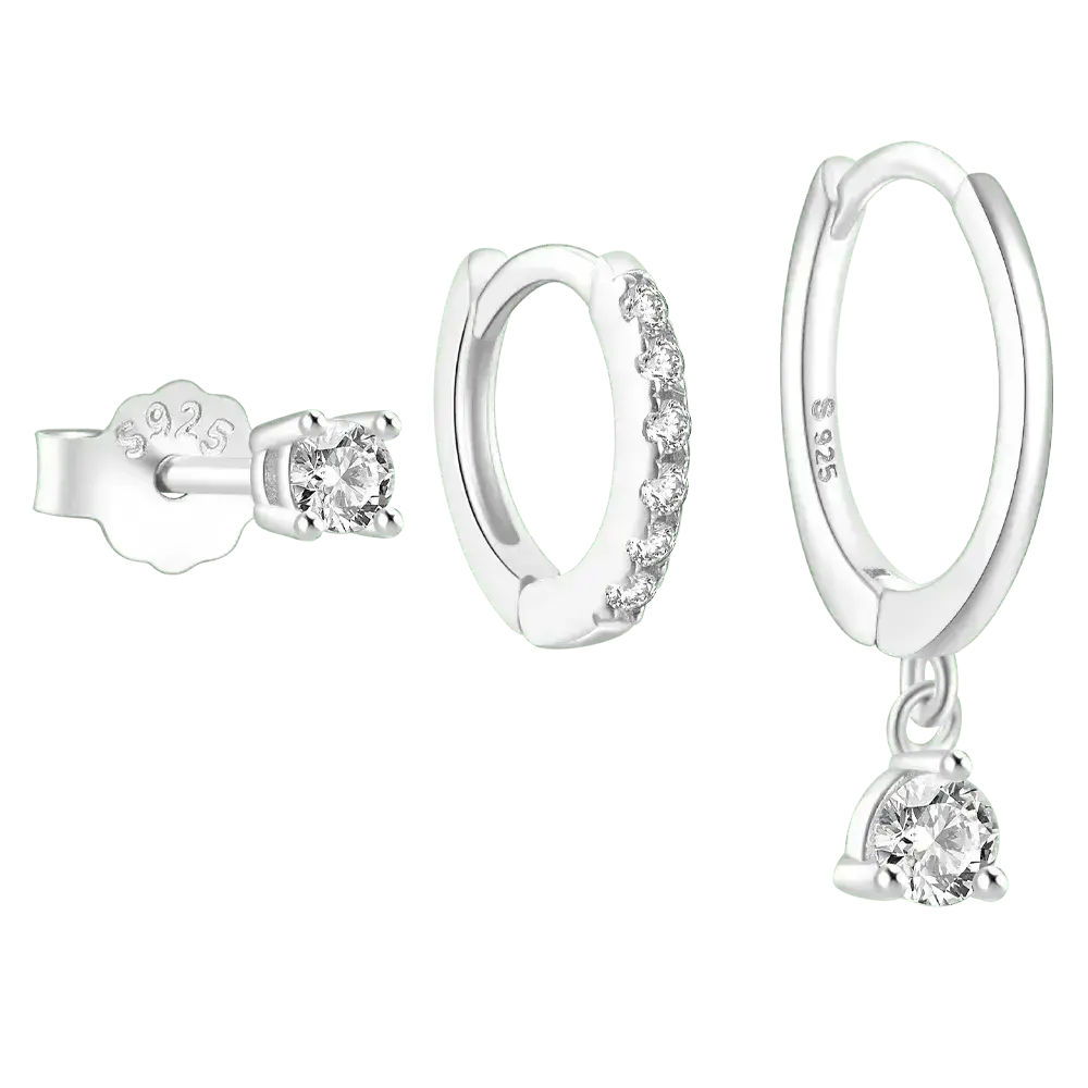 Three set Hoop and Stud Earrings shop name