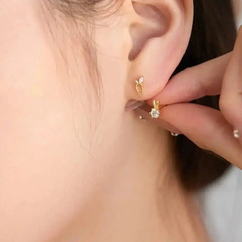 Tiny Rabbit and Radish Stud Earrings for Children shop name