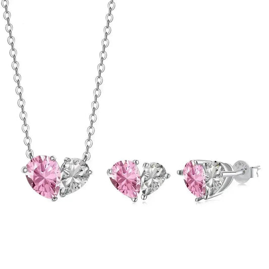 Toi Et Moi Crystal Heart Silver Set