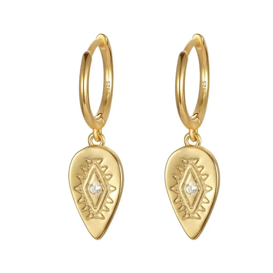 Totem Orient Drop Charm Hoop Earrings