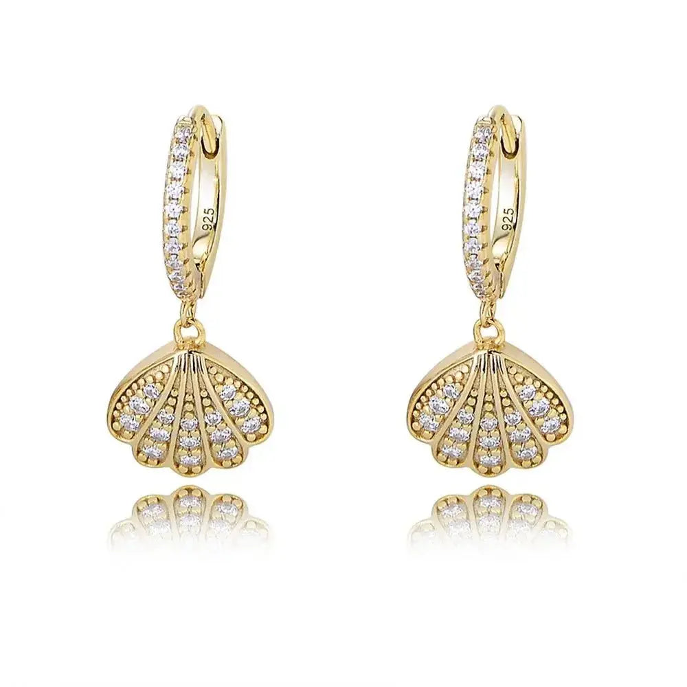 Trendy Shell Pave Charms on Hoop Earrings shop name