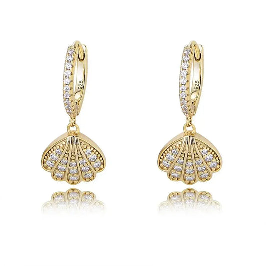 Trendy Shell Pave Charms on Hoop Earrings