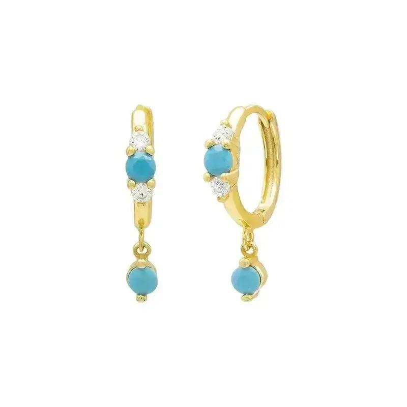 Turquoise Accent Drop Hoop Earrings shop name