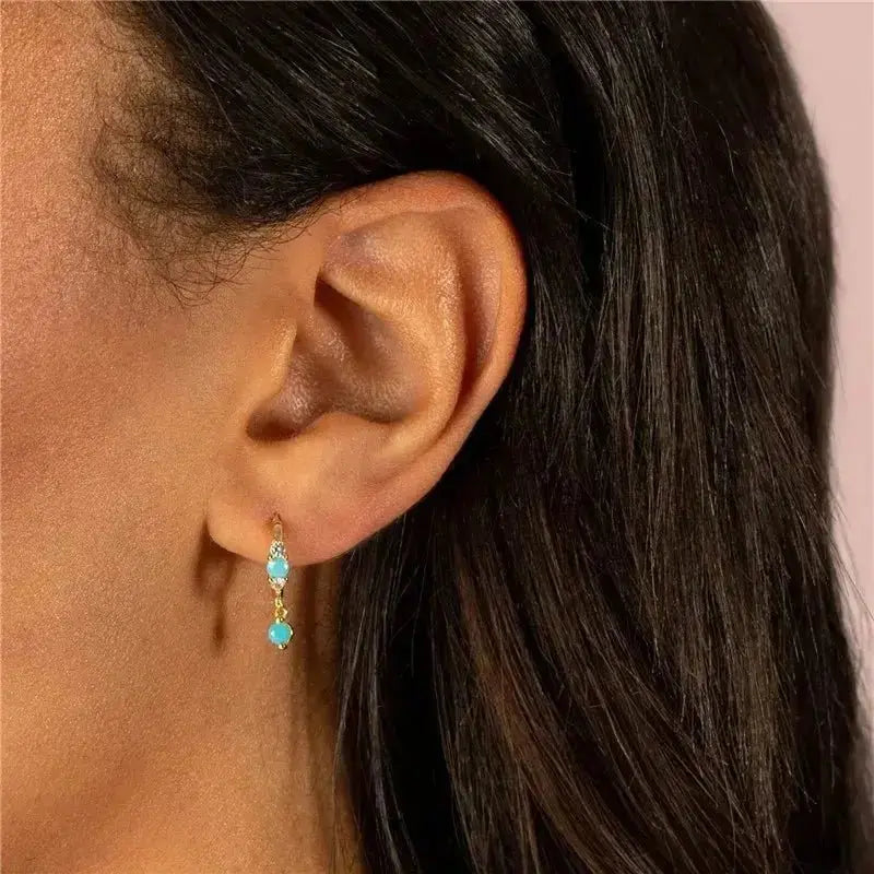 Turquoise Accent Drop Hoop Earrings shop name