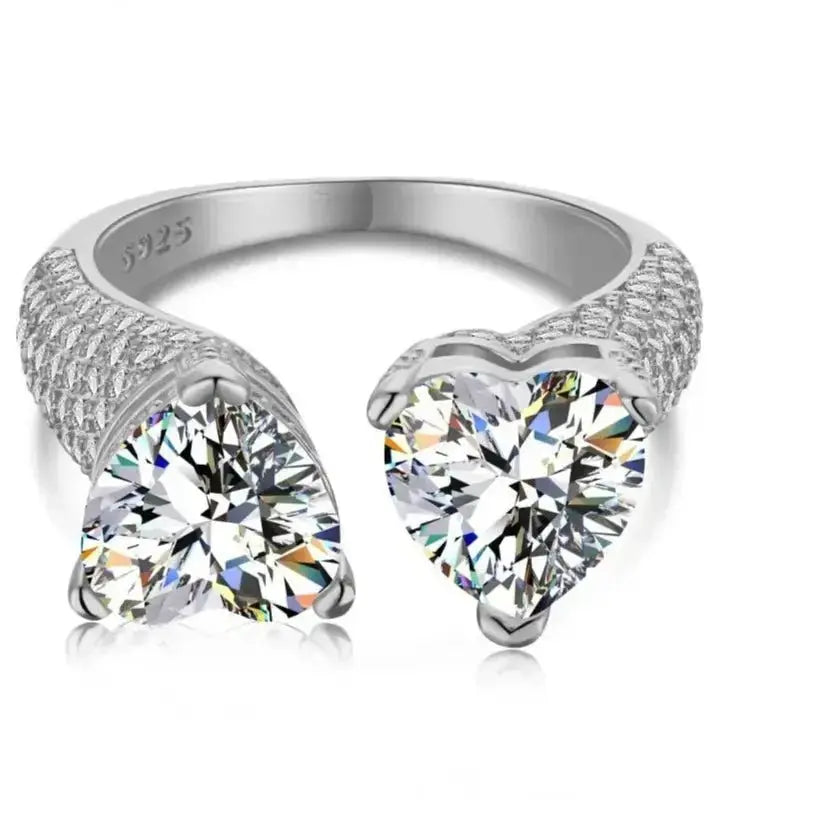 Two Hearts Open Pave Ring Resizable shop name