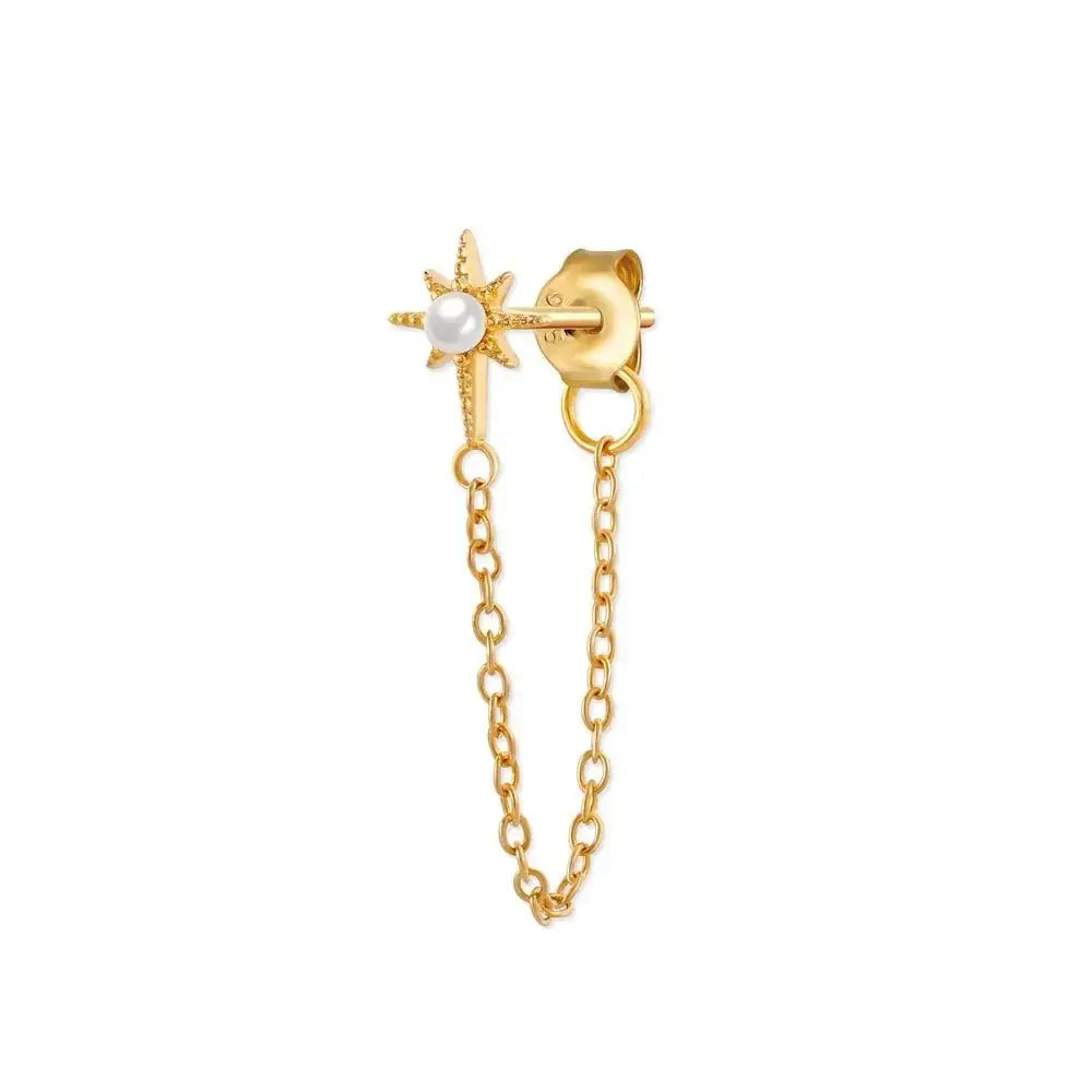 Unique Punk Trend Tassel Earring Series Pearl-Star Shape-Gold Plated shop name