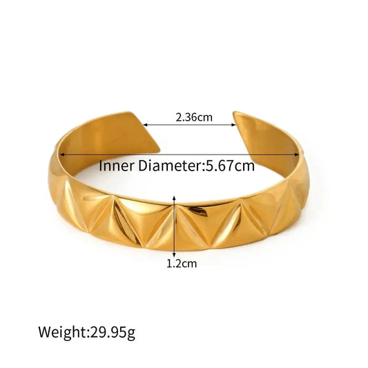 Urban Chunky Gold Cuff Bracelet Geometric cushions