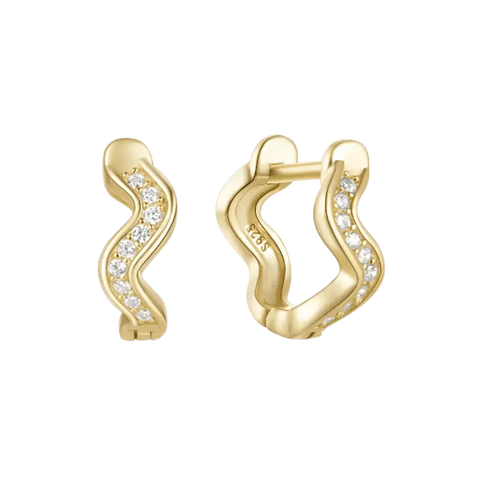 Wave Twist Diamond Accent Hoop Earrings