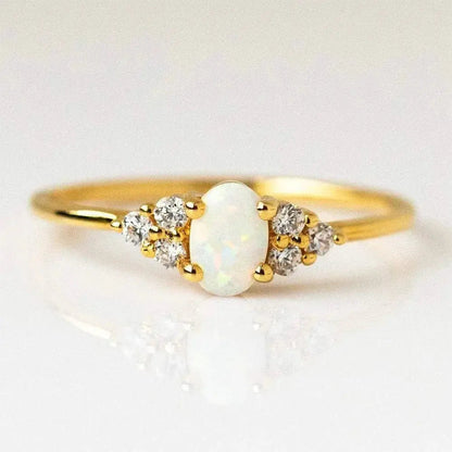 White Opal Bohemian Gold Rings BUNDLE