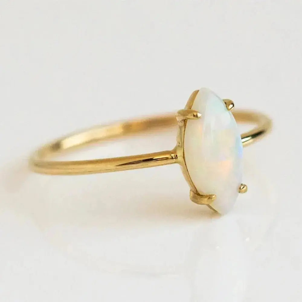 White Opal Bohemian Gold Rings BUNDLE