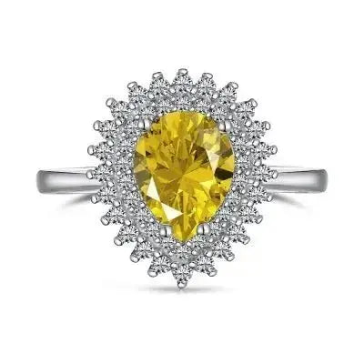 Yellow Trend Statement Silver Rings