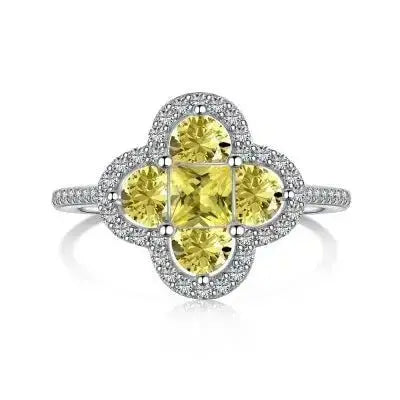 Yellow Trend Statement Silver Rings