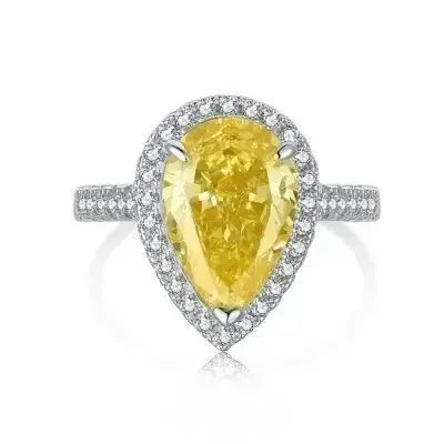 Yellow Trend Statement Silver Rings