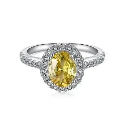 Yellow Trend Statement Silver Rings