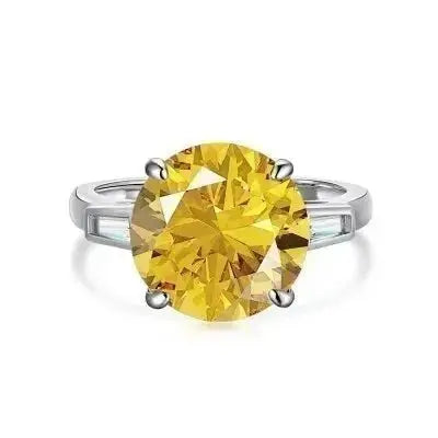 Yellow Trend Statement Silver Rings