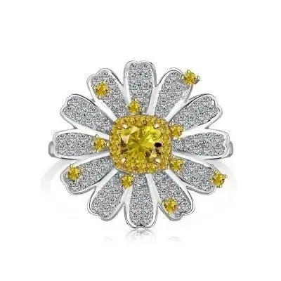 Yellow Trend Statement Silver Rings