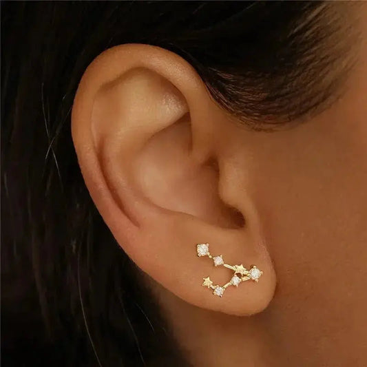 Zodiac Gold Stud Earrings